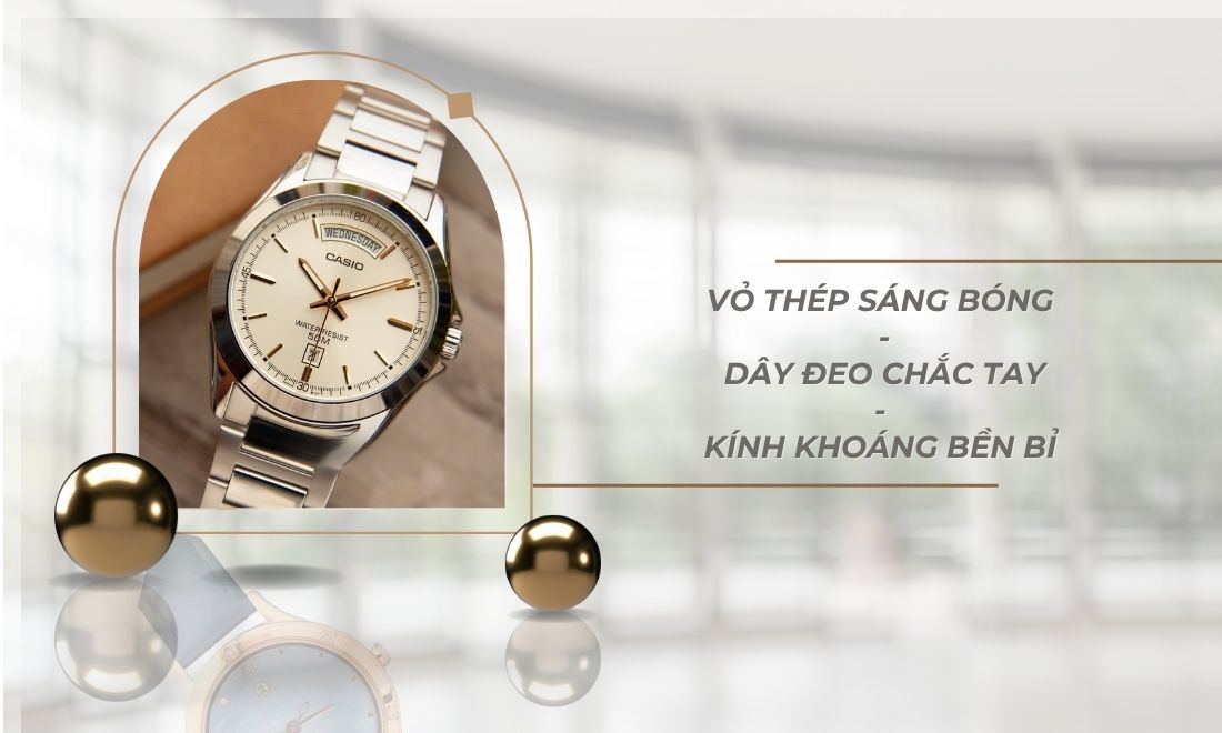 Đồng Hồ Casio MTP-1370D-9AVDF Dây Kim Loại, Giá Cạnh Tranh 13 Casio MTP-1370D-9AVDF chính hãng có vỏ thép sáng bóng, dây đeo chắc tay cùng kính khoáng bền bỉ