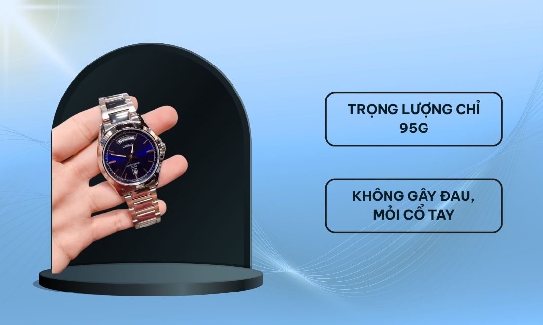Casio Nam MTP-1370D-2AVDF Mặt Xanh Dương, Quartz Chính Hãng 11 Casio Nam MTP-1370D-2AVDF nhẹ, đeo không đau hay mỏi cổ tay