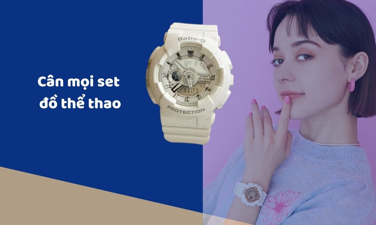 Baby-G BA-110-7A1DR cân mọi outfit, đặc biệt là các set đồ thể thao 