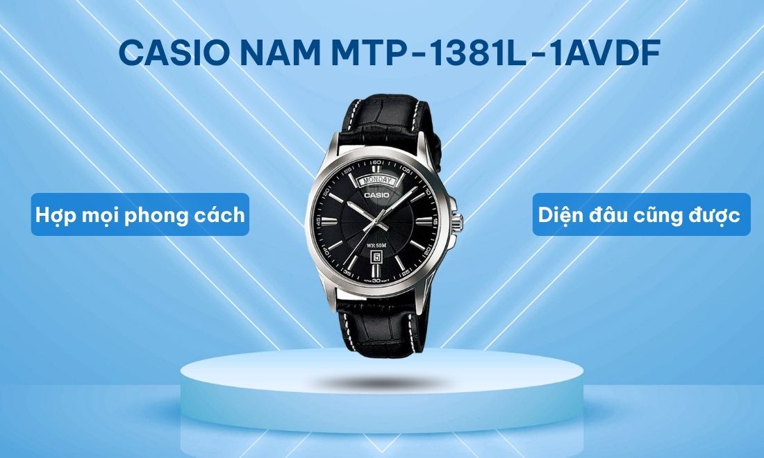Đồng hồ Casio Nam MTP-1381L-1AVDF mang thiết kế sang trọng, phù hợp với mọi phong cách, diện đâu cũng được 