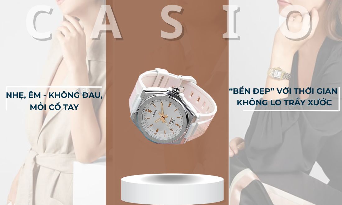 Đồng hồ Casio Nữ LWA-300H-7EVDF nhẹ và êm, đeo cả ngày không lo đau mỏi cổ tay