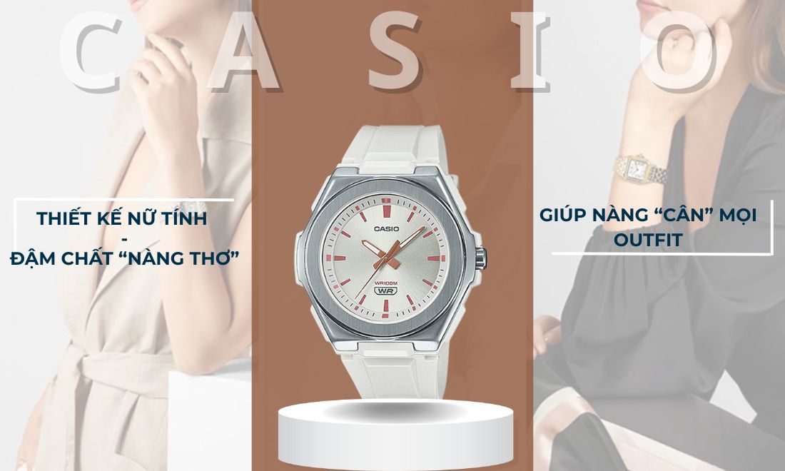 Đồng hồ Casio Nữ LWA-300H-7EVDF Chính Hãng mang thiết kế nữ tính, giúp nàng cân mọi outfit
