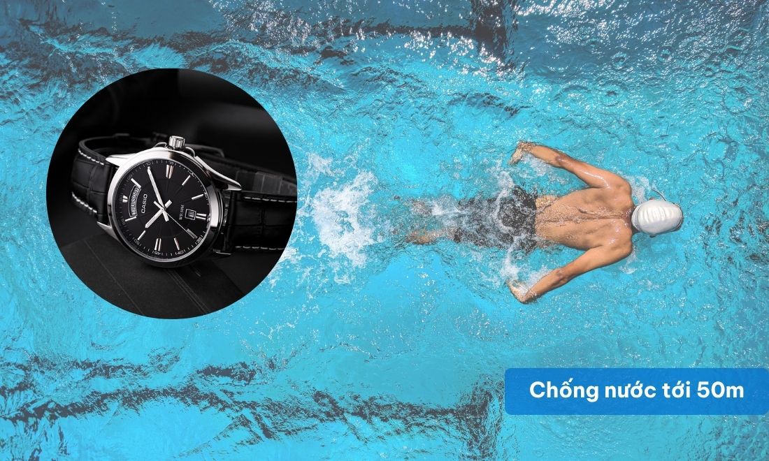 Casio MTP-1381L-1AVDF kháng nước ngay ở độ sâu 50 mét, không lo hỏng hóc