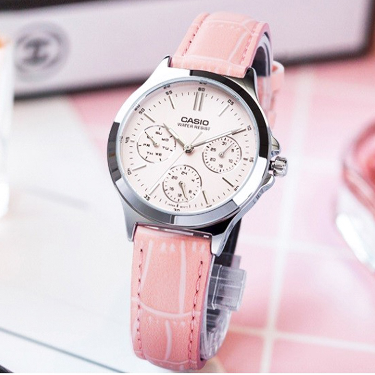 Đồng Hồ Nữ Casio LTP-V300L-4AUDF Dây Da, Chính Hãng 4 ltp v300l 4audf 4