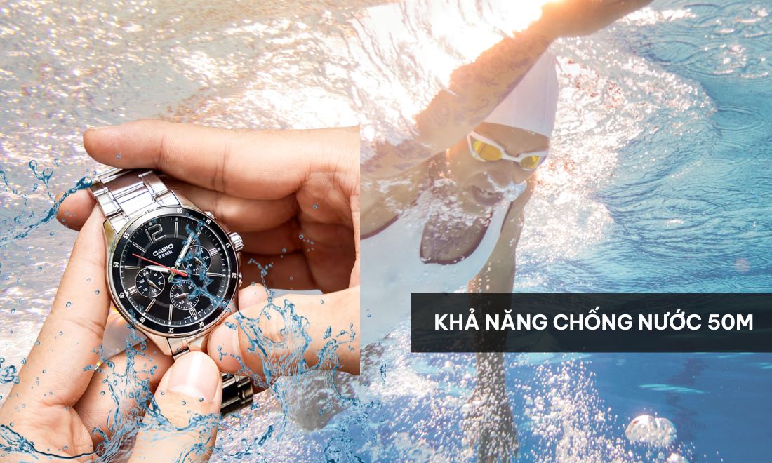 Đồng hồ Casio MTP-1374D-1AVDF 3 mặt 6 kim 14 mtp 1374d 1avdf 3