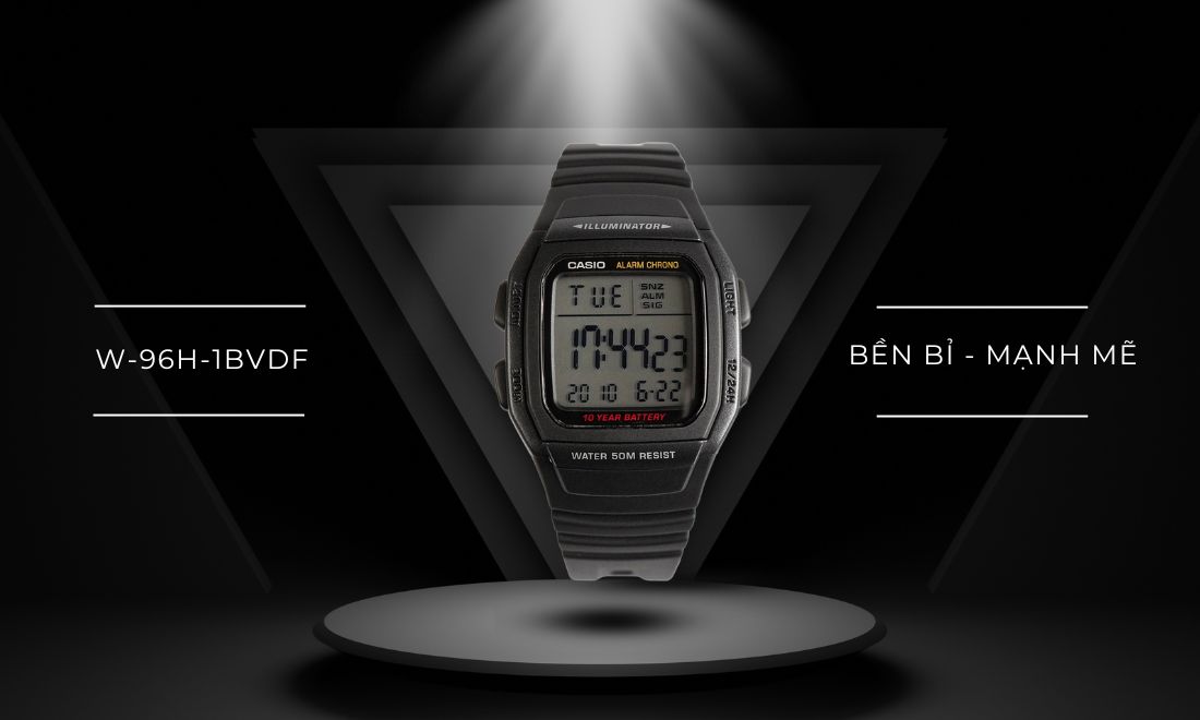 Đồng Hồ Casio W-96H-1BVDF Chính Hãng 16 w 96g 1bvdf 8