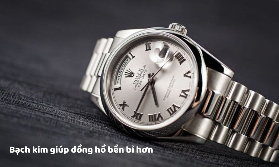 Vật liệu trang sức nào phổ biến nhất? Loại nào có trên đồng hồ? 5 Bạch kim chính là vàng trắng - Cũng là chất liệu chủ yếu thường thấy trên đồng hồ