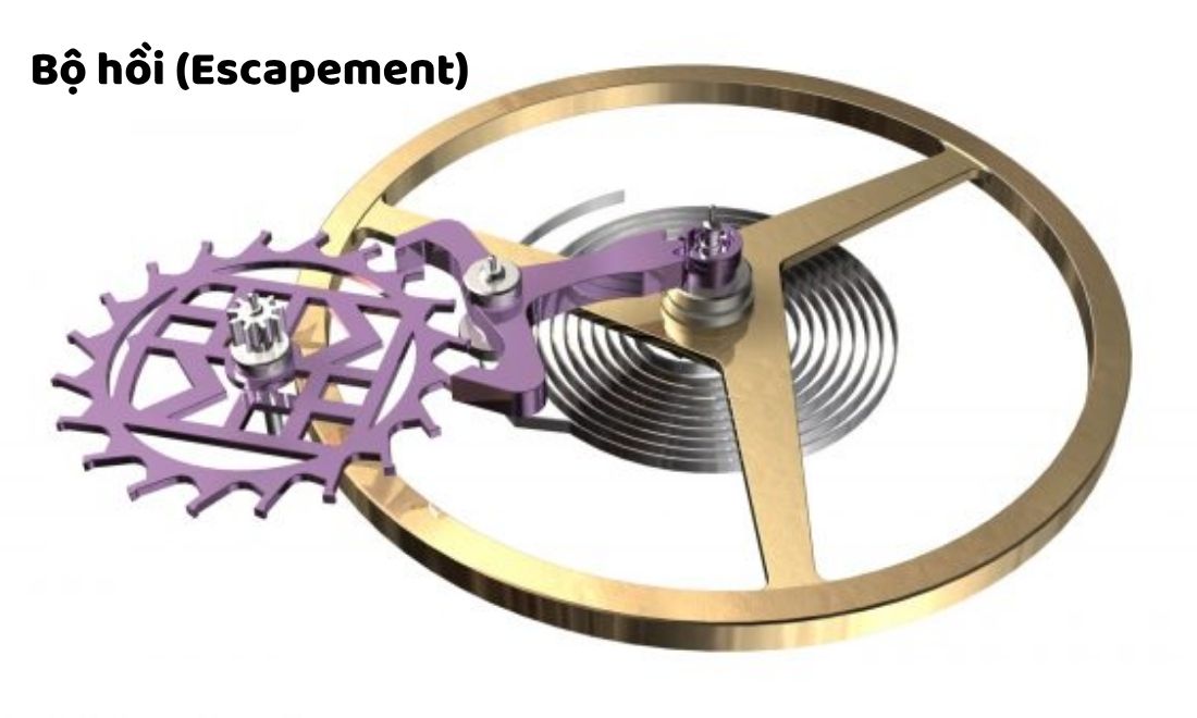 Trong cấu tạo của đồng hồ cơ, bộ hồi chính là bộ thoát hay còn gọi là escapement