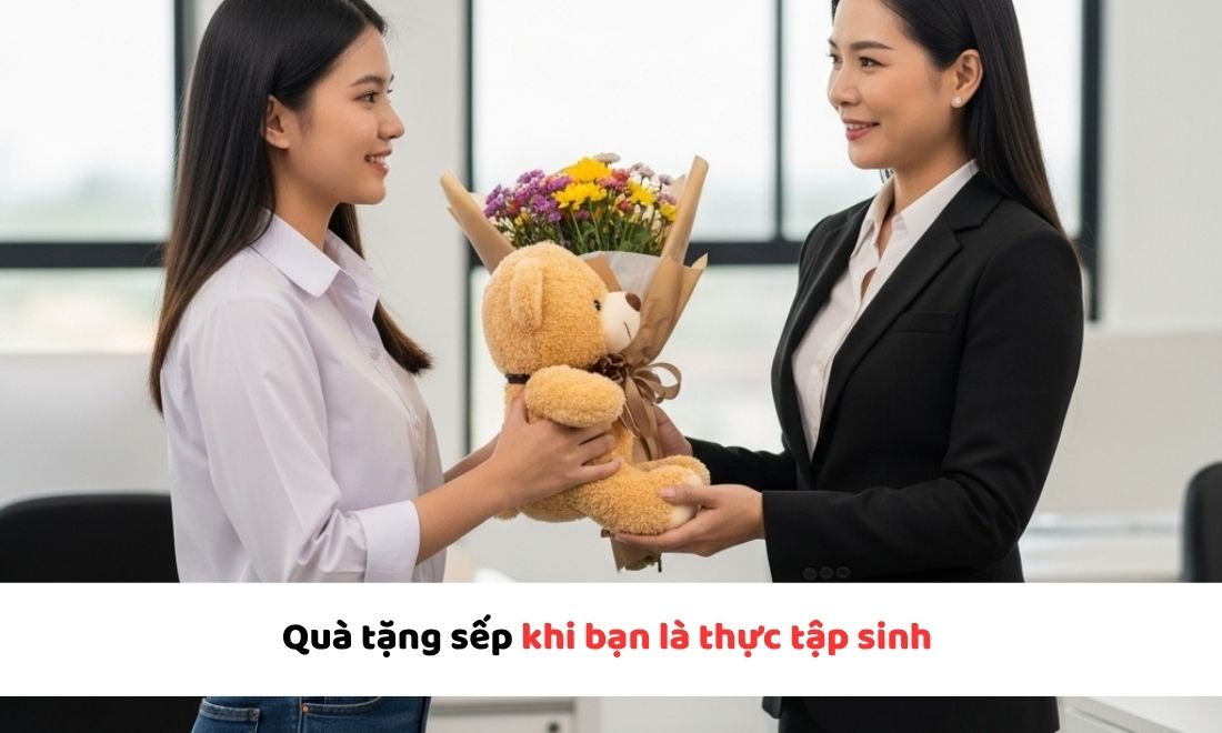 Khi bạn là sinh viên thực tập thì một chú gấu bông và một bó hoa nhỏ xinh cũng đủ để chị ấy cảm động 