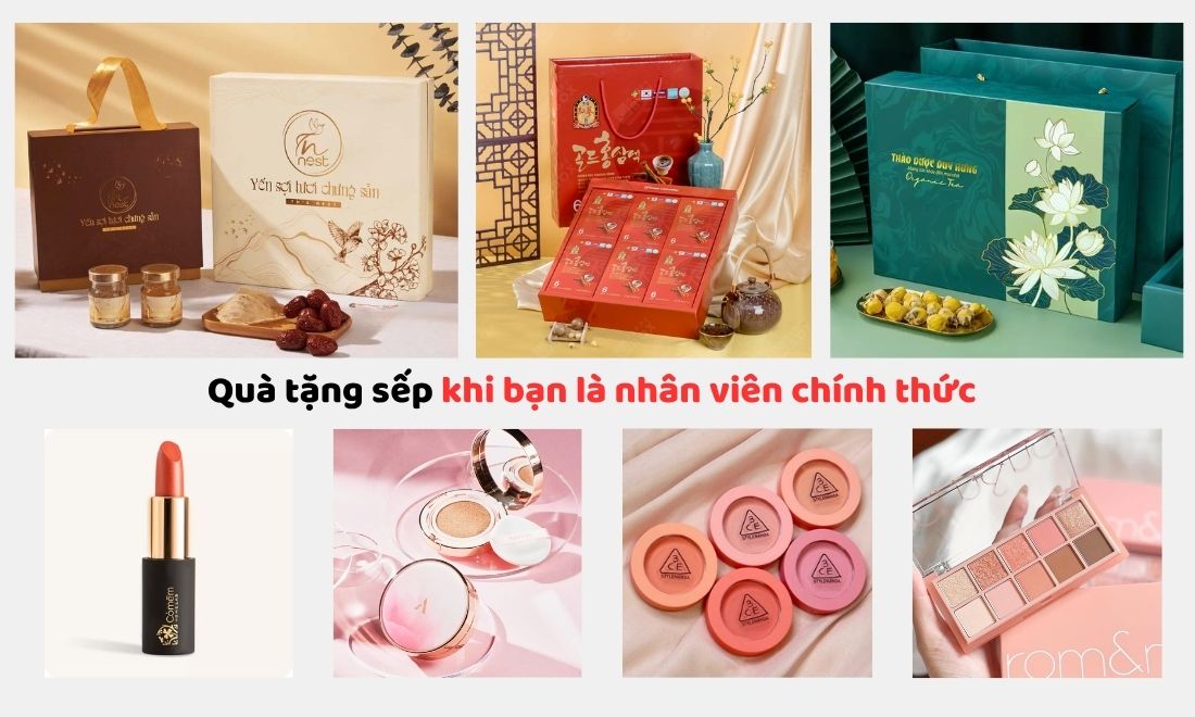 Khi đã thành nhân viên chính thức nên "nâng tầm" món quà bằng hộp quà sức khỏe hay các món đồ mỹ phẩm khác 